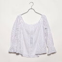 ゲス GUESS SAVINA COLD-SHOULDER LACE TOP (PURE WHITE)