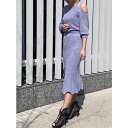 rienda アシンメトリーグリッターニットセットアップ パープル