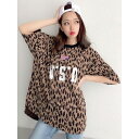 SPIGA ヒョウ柄ロゴTシャツ チャ