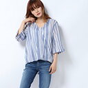 【アウトレット】ゲス GUESS SS AYLEN TOP (LIGHT BLUE WHT STRIPE COMBO)