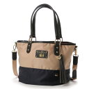 ラ バガジェリー LA BAGAGERIE ウォータープルーフナイロン 2wayミニトートバッグ (BEIGE×NAVY)