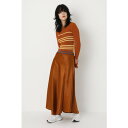 マウジー moussy SW SATIN LONG SKIRT (ブラウン)