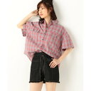 アルシーヴ archives A-半袖短丈チェックシャツ (PINK)