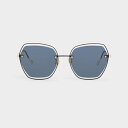 シンワイヤーフレーム バタフライサングラス/ Thin Wire Frame Butterfly Sunglasses (Dark Blue