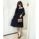 フィント F i.n.t カットワーク開衿ドット柄ワンピース (NAVY)