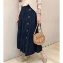 リエンダ rienda DENIM Pleats MIX J/W SK (ブルー)