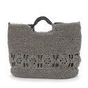 カシュカシュ cache cache 花柄編みペーパートートバッグ (グレー)