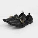 バックルディテール スタッズドローファー / Buckle Detail Studded Loafers (Black)