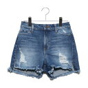 ゲス GUESS Claudia Super High-Rise Frayed Denim Short (SKY HIGH WASH)