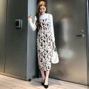 【アウトレット】リエンダ rienda Leopard JQ Jumper Dress (ベージュ)