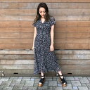 アンビー ENVYM フラワープリントワンピース (BLACK)