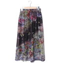 スカラー ScoLar 花蝶柄シフォンスカート (ブラック)