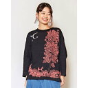 【チャイハネ】yul ミティラー画プリントTシャツ ブラック