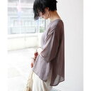 アンドミー and Me シアー半袖オーバーサイズTシャツ ブラウス (ラベンダーグレー)