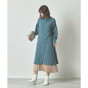 ティティベイト titivate ハイスリットバンドカラーロングシャツ (ブルー)