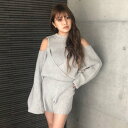 アンビー ENVYM カシュクールニットオールインワン (GRAY)
