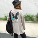 シーナ SHEENA バタフライプリントルーズTシャツ (グレージュ1)