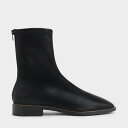 テクスチャードジップアップ アンクルブーツ / Textured Zip-Up Ankle Boots (Black)