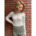 エゴイスト EGOIST リブ編みタートルニットTOP (IVORY)