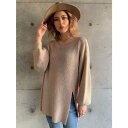 エゴイスト EGOIST 裾スリットミックスニットTOP (BEIGE)