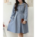 フィント F i.n.t 変形セーラー衿シャツワンピース (L/BLUE)