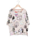 スカラー ScoLar -スカラーTシャツ柄6分袖Tシャツ (ピンク)