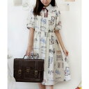フィント F i.n.t ペイントコラージュ柄タイ付きワンピース (IVORY)