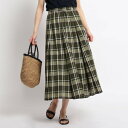 デッサン Dessin 【CLASSY.6月号掲載/XS~L/ウエストゴム】切り替えフレアチェックスカートセットアップ可 (カーキ)