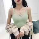ミニミニストア miniministore キャミソール インナー レディース カップ付 ブラキャミ ベアトップブラ クロスストラップ チラ見え ブラトップ【返品不可商品】 (ミントグリーン)