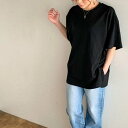 ジュノア JUNOAH サイドスリットビッグTシャツ (ブラック)