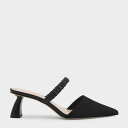 ルーシュドストラップ テクスチャードミュール / Ruched Strap Textured Mules (Black)