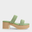 テクスチャード ストラッピープラットフォームサンダル / Textured Strappy Platform Sandals （Green）