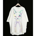 スカラー ScoLar ネコ刺繍BIG Tシャツ (オフホワイト)