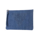 ゲス GUESS EMBOSS TRIANGLE LOGO DENIM CLUTCH BAG (MEDIUM BLUE)