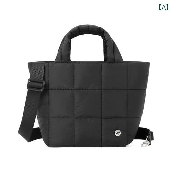 バッグ キルティング 斜め掛け ダウンコート 収納 ショルダーバッグ ヨガ用 旅行用 スポーツ用 軽量 高級感 再生繊維 ビッグシルエット ブラックx500