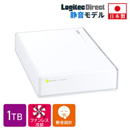 ロジテック 外付け ハードディスク 1TB 白 テレビ録画 HDD 外付け 3.5インチ USB3.2(Gen1) 静音モデル 日本製 ファンレス 冷却 TV Win11 Mac PS4 / PS4 Pro / PS5 対応【LHD-ENA010U3WSH】t