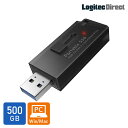 Logitec SSD 外付け 500GB USB3.2 Gen2 読込速度600MB/秒 PS5/PS4動作確認済 USBメモリサイズ 日本製 ブラック  ロジテックダイレクト限定