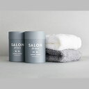 SALON FOR DOGS 優しいタオル2枚セット(グレー&ホワイト) 円筒ケース付き