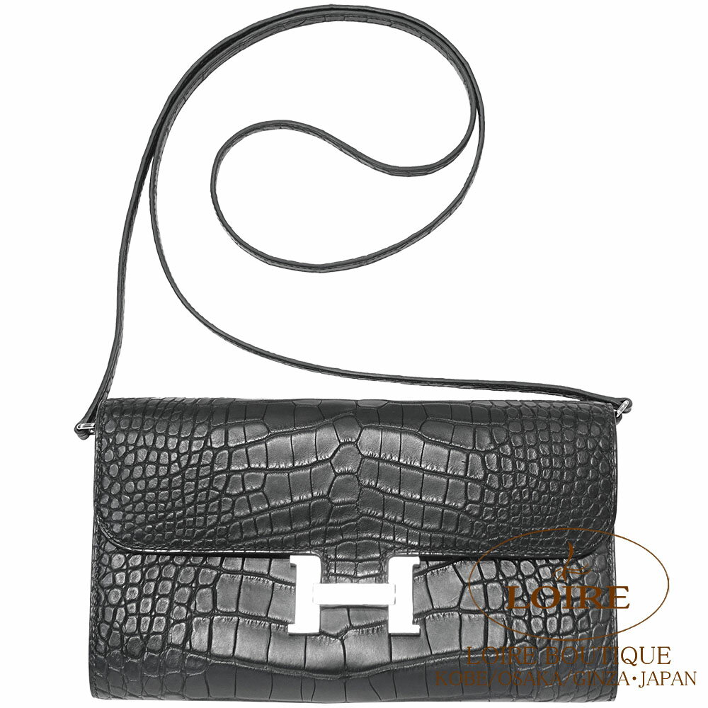 エルメス コンスタンストゥー・ゴー クロ クロコダイル アリゲーターマット シルバー金具 HERMES Constance To Go NOIR(89) Crocodile Alligator Matte Silver