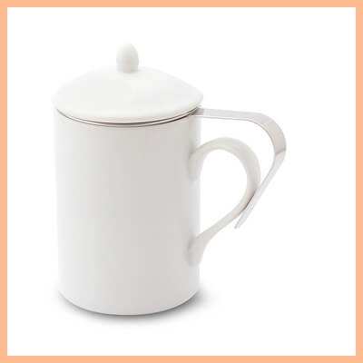 茶こし付きティーマグ（陶器製マグカップ・蓋、茶漉し付）（無地）...:londontearoom:10000402