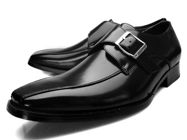 【S】LUCIANO VALENTINO（ルシアーノ・ヴァレンチノ）7121 BLACK モンクストラップ スクエアトゥメンズ ビジネスシューズ ワイズ 3E軽量 革靴 紳士靴 黒
