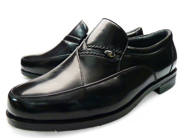 【S】LUCIANO VALENTINO 344ゆったり幅広 5E 軽量 メンズ ビジネスシューズルシアーノ・ヴァレンチノ スリッポン革靴 紳士靴 撥水加工 ブラック 黒