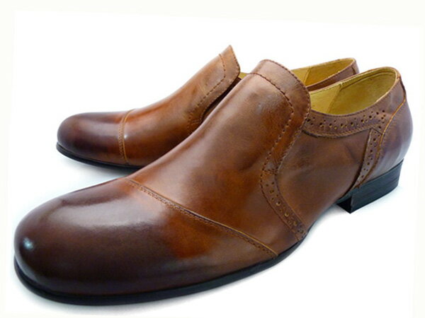 【P】RAUDI （ラウディ） 2212メンズ ローファー スリッポン ブラウンPLAIN TOE SLIPON SHOES BROWN本革使用 革靴 プレーントゥ 【送料無料】　【マラソン201207_ファッション】レビューのお約束で防水スプレープレゼント/送料無料！コバのないスマートなデザインのローファー スリッポン【マラソン201207_ファッション】