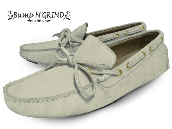 モカシン ドライビングシューズ メンズ 本革 スエード アイボリー 白 Bump N' G…...:longpshoe:10004799