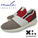 対象商品ポイント20倍 5月25日午前10時まで male INDUSTRY SNEAKER BISON メンズ スニーカー 白 灰色 赤 ホワイト グレー レッド ローカットスニーカー 本革 レザー 送料無料