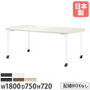【P5倍10/5 13-17時限定&最大1万円クーポン10/4 20時-10/11 2時】ミーティングテーブル 幅1800mm 奥行750mm ボート型 キャスター付き 会議テーブル シンプル オフィス オフィス家具 オフィステーブル 舟型テーブル MDL-1875BC