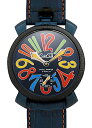 　GAGA MILANO(ガガミラノ)　イタリア製　手巻き式　メンズ腕時計　カーボンファイバー　ブルーIP×クレイジー　世界限定500本　☆♪キャッシュバックキャンペーン中！