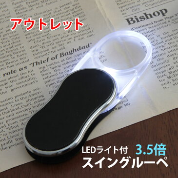 【ゆうメール便送料無料】 ルーペ LEDライト付き 携帯 スイングルーペ CLE-35P 無地 3.5倍 35mm ポケットルーペ スライドルーペ 拡大鏡 虫眼鏡 池田レンズ アウトレット