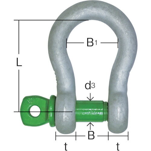 大洋 グリーンピンスタンダードシャックル バウ・捻込 0.33t [GPB-0.33T] GPB0.33T大洋製器工業（株） 物流保管用品 荷役用品 吊クランプ 大洋 GPB-0.33T 4157
