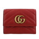 GUCCI グッチ 三つ折り財布 レディース GGマーモント レッド 474802 DRW1T 6433